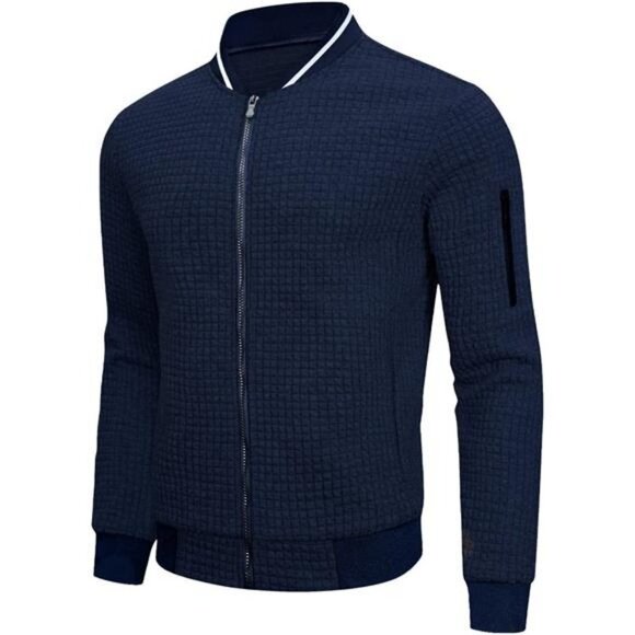 Mens Lightweight Jacket Casual Bomber Jacket Varsity Coat - Picture 3 of 7